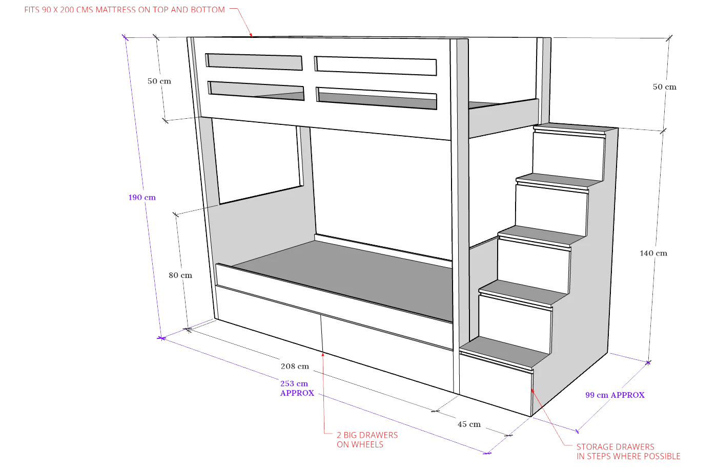 Bunk Bed, BD-1, 28 kgs - Image 3