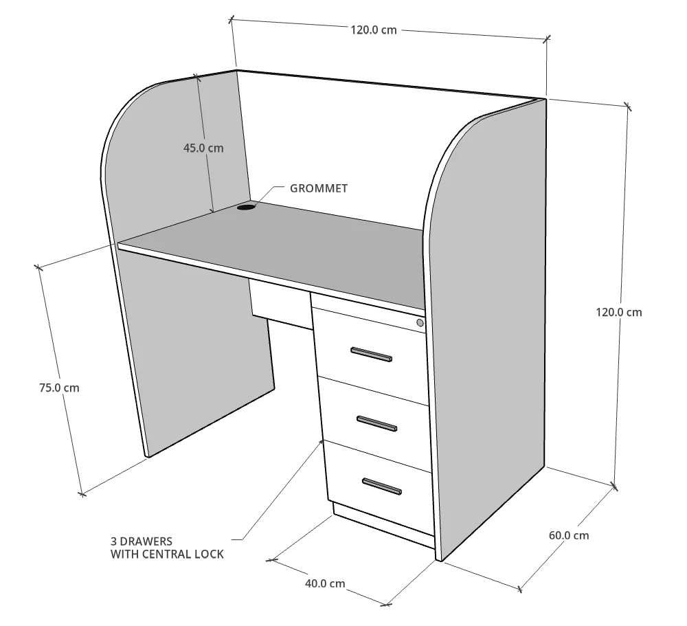 Priva Desk with Partition for Office & Study, Custom Made - Image 2