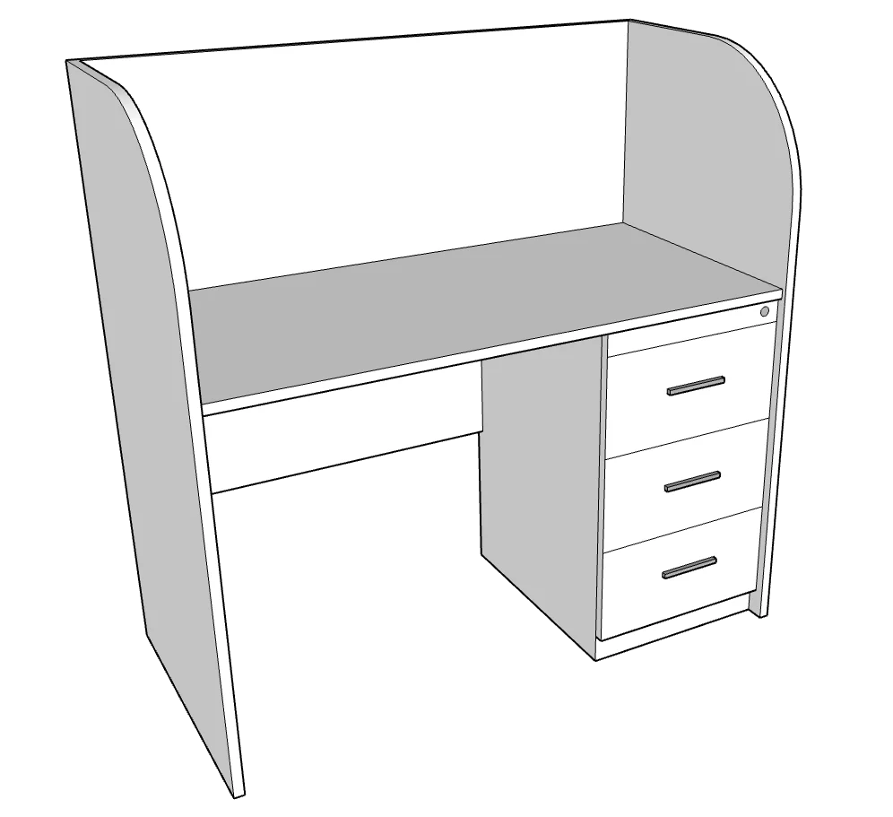 Priva Desk with Partition for Office & Study, Custom Made - Image 3