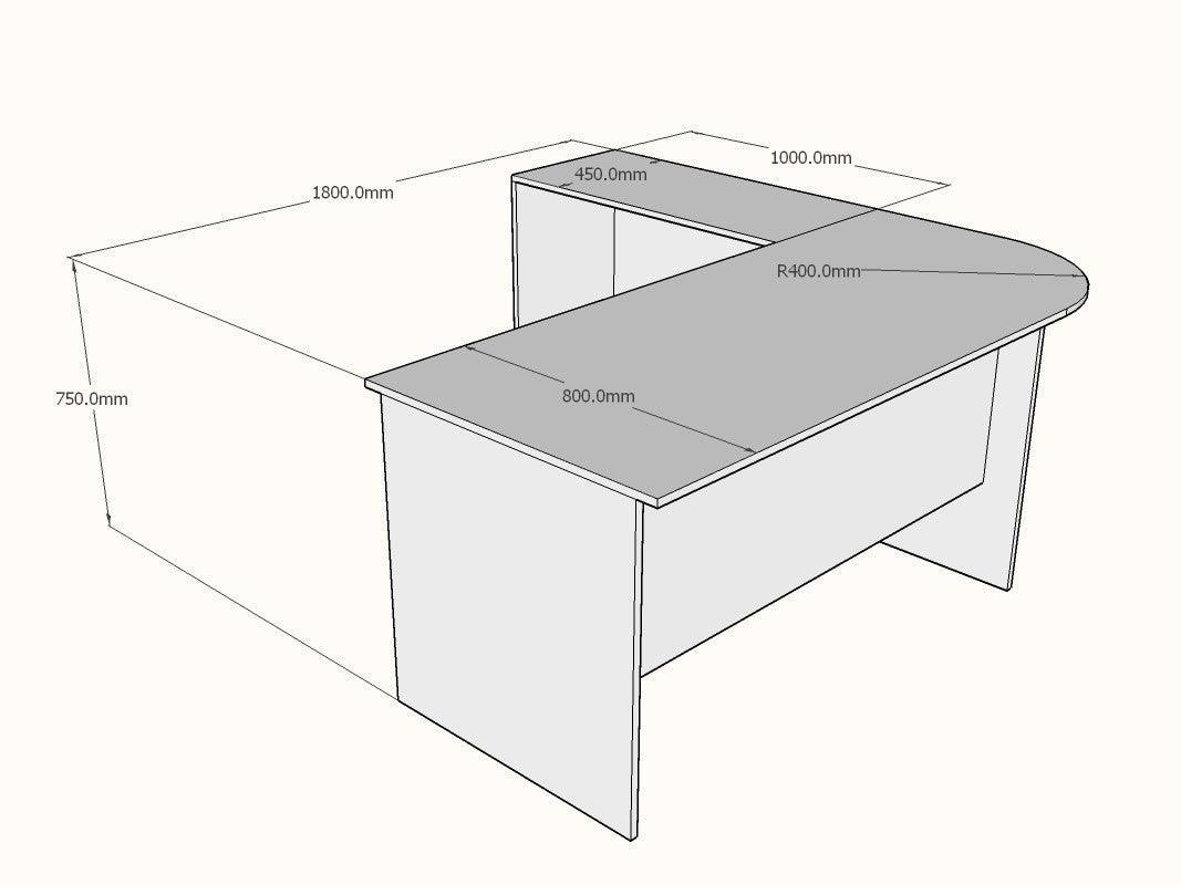 L shaped Executive Desk with Mobile Pedestal, Custom made - Image 4