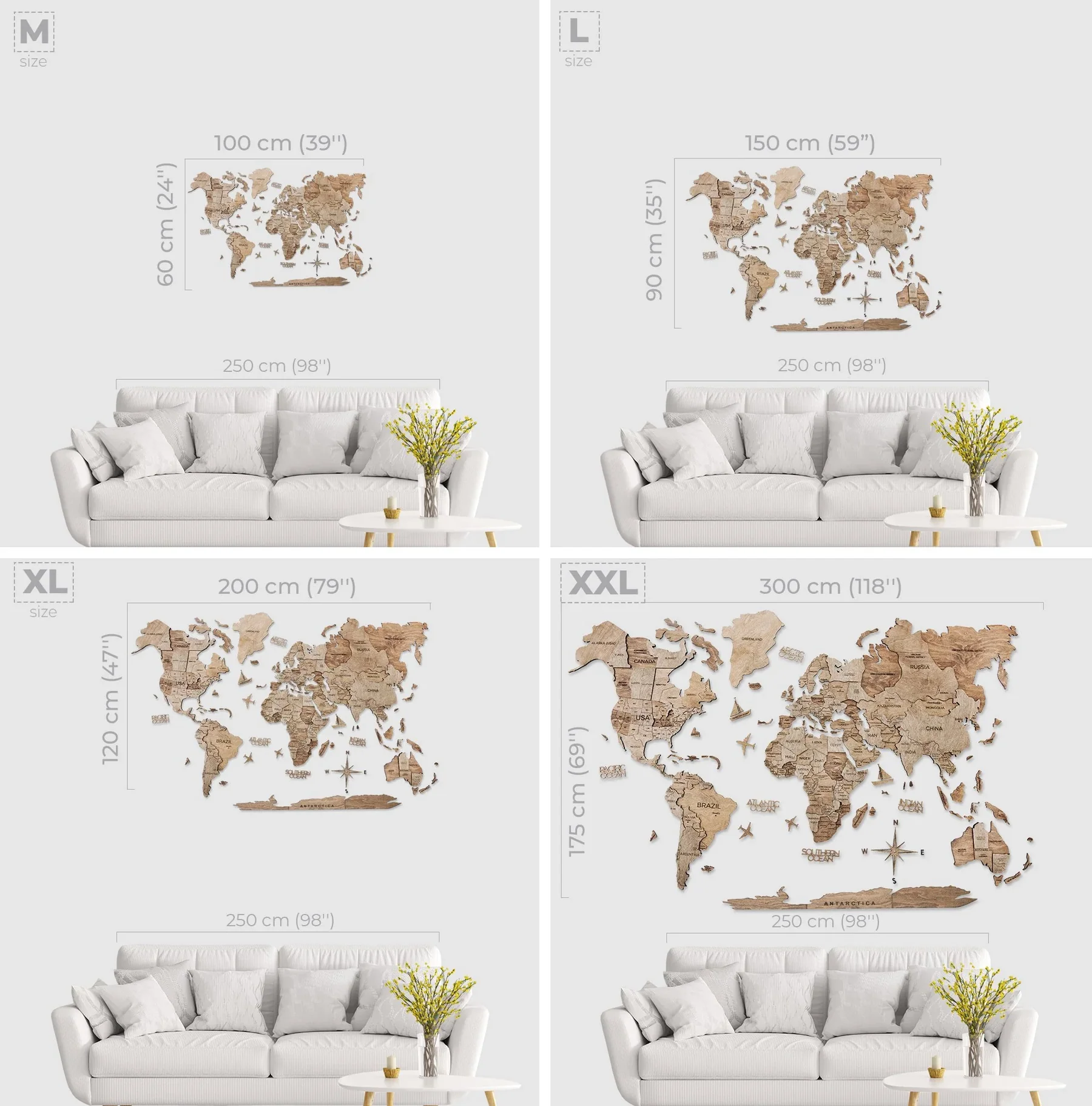 3D Wooden World Map, Terra - Image 4