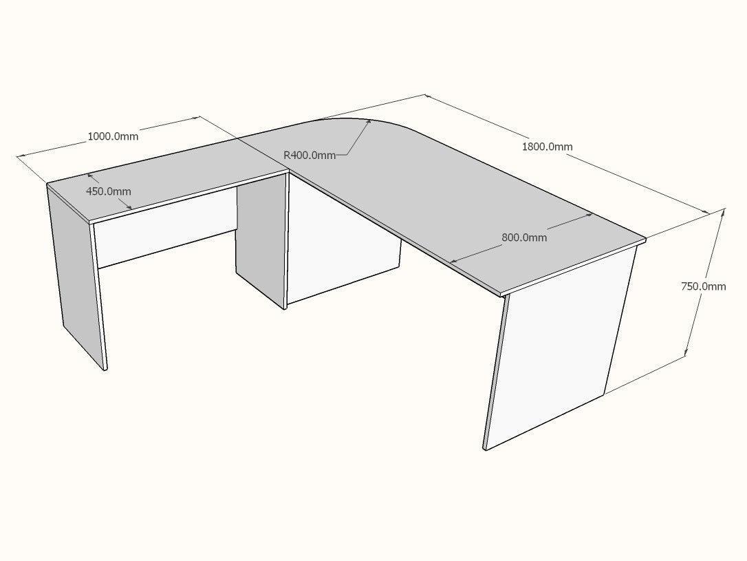 L shaped Executive Desk with Mobile Pedestal, Custom made - Image 3